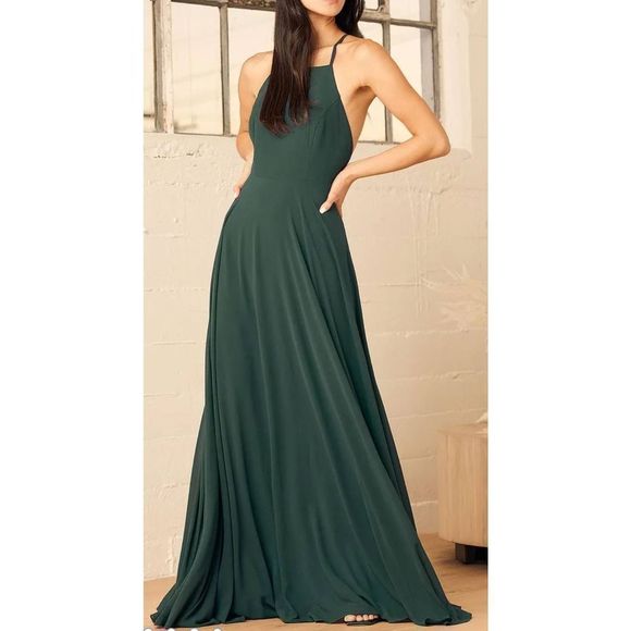 Lulu's Mythical Kind of Love Dark Green Maxi Dress - Picture 1 of 6